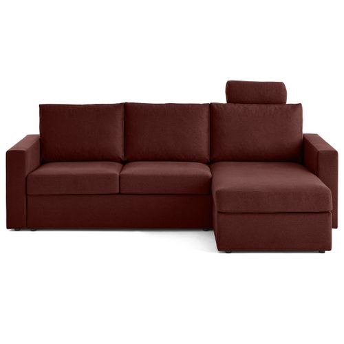 Barrie - Canapé D'angle Réversible 4 Places Avec Têtière Amovible En Tissu Rouge