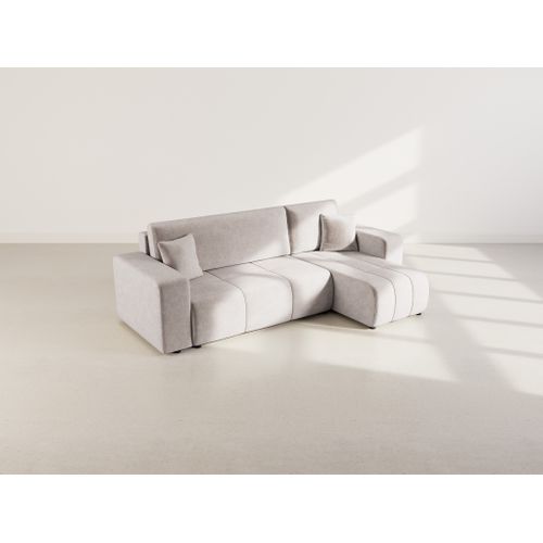 Nicole - Canapé D'angle Réversible 4 Places Convertible Avec Coffre En Tissu Gris Clair