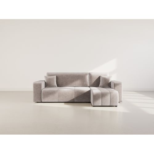 Nicole - Canapé D'angle Réversible 4 Places Convertible Avec Coffre En Tissu Gris Clair