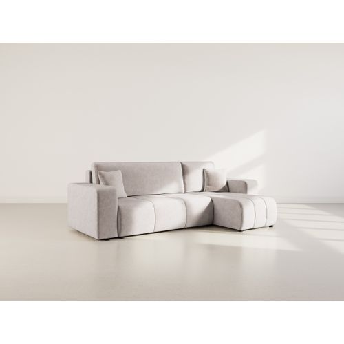 Nicole - Canapé D'angle Réversible 4 Places Convertible Avec Coffre En Tissu Gris Clair