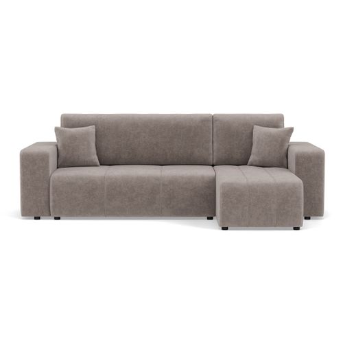 Nicole - Canapé D'angle Réversible 4 Places Convertible Avec Coffre En Tissu Gris Clair