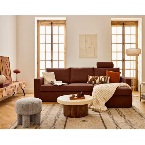 Barrie - Canapé D'angle Réversible 4 Places Avec Têtière Amovible En Tissu Terracotta