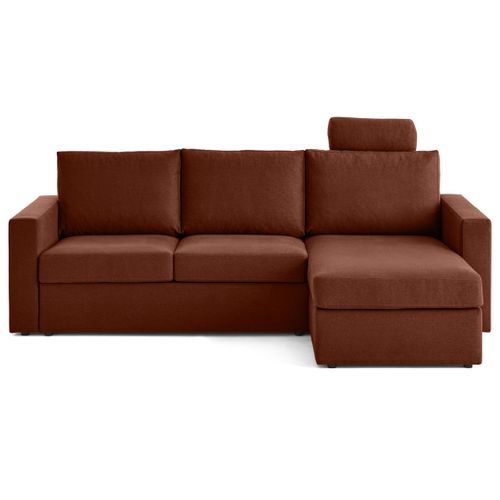 Barrie - Canapé D'angle Réversible 4 Places Avec Têtière Amovible En Tissu Terracotta