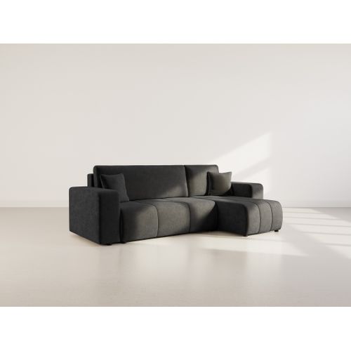 Nicole - Canapé D'angle Réversible 4 Places Convertible Avec Coffre En Tissu Gris Anthracite