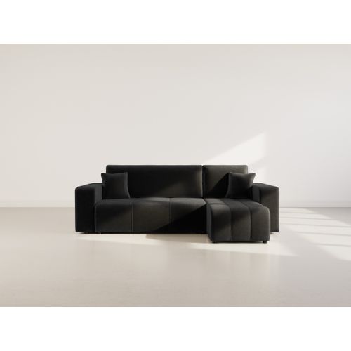 Nicole - Canapé D'angle Réversible 4 Places Convertible Avec Coffre En Tissu Gris Anthracite