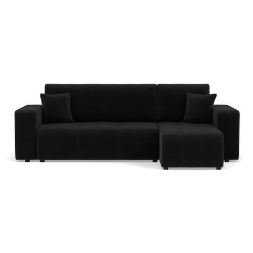 Nicole - Canapé D'angle Réversible 4 Places Convertible Avec Coffre En Tissu Gris Anthracite