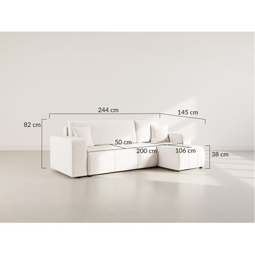 Nicole - Canapé D'angle Réversible 4 Places Convertible Avec Coffre En Tissu Gris Anthracite