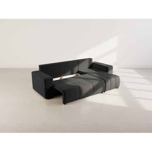 Nicole - Canapé D'angle Réversible 4 Places Convertible Avec Coffre En Tissu Gris Anthracite