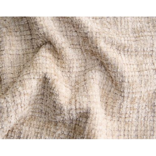 Housses En Velours Texturé Pour Canapé Calgary D'angle 3 Places + 1 Pouf Beige