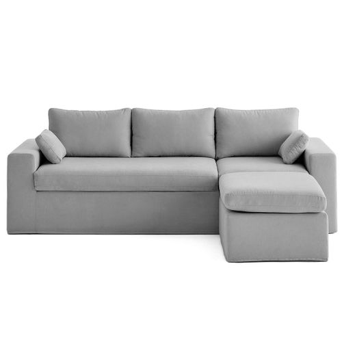 Housses En Tissu Pour Canapé Calgary D'angle 3 Places + 1 Pouf Gris Clair