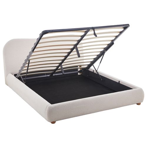 Hugo - Lit Coffre - 160x200 Cm - En Tissu Bouclette