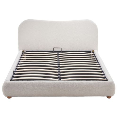 Hugo - Lit Coffre - 160x200 Cm - En Tissu Bouclette