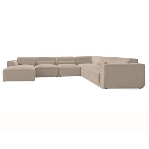 Felix - Canapé Modulable Panoramique D'angle Droit 7 Places En Tissu Texturé