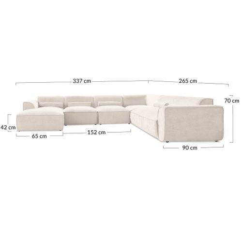 Felix - Canapé Modulable Panoramique D'angle Droit 7 Places En Tissu Texturé