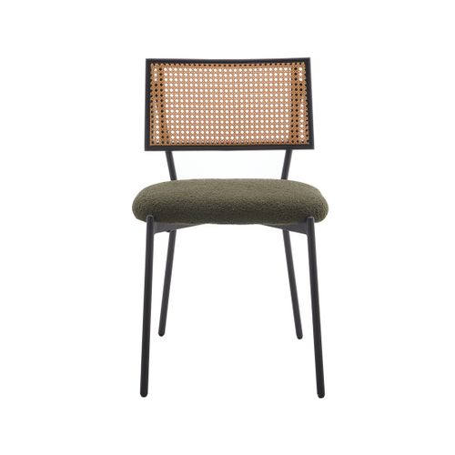 Luciano - Lot De 2 Chaises - En Tissu Bouclette Vert Kaki