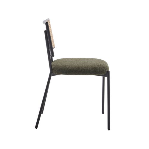 Luciano - Lot De 2 Chaises - En Tissu Bouclette Vert Kaki