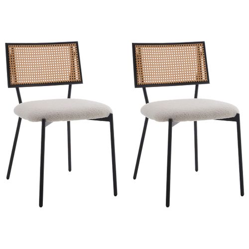 Luciano - Lot De 2 Chaises - En Tissu Bouclette Beige