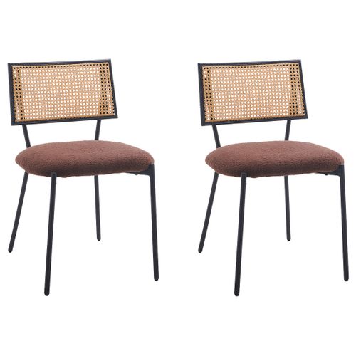 Luciano - Lot De 2 Chaises - En Tissu Bouclette Marron