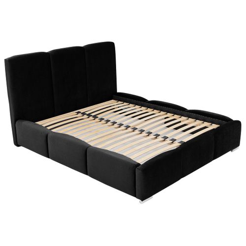 Noa - Lit Coffre - 180x200 Cm - En Velours - Sommier Inclus Noir