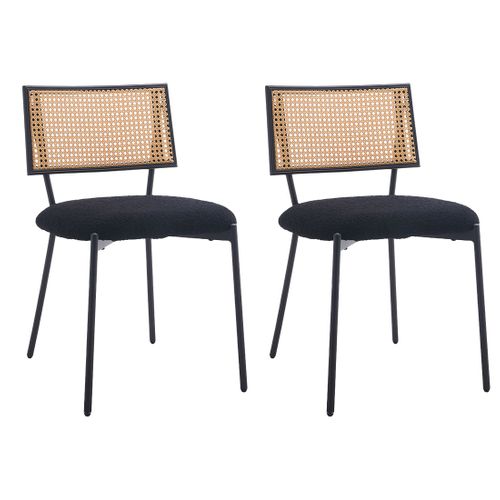 Luciano - Lot De 2 Chaises - En Tissu Bouclette Noir