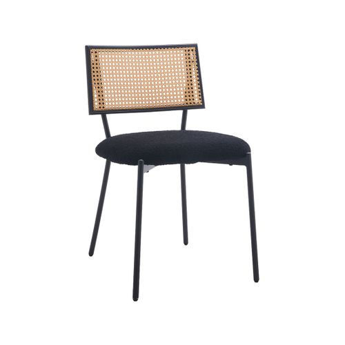 Luciano - Lot De 2 Chaises - En Tissu Bouclette Noir