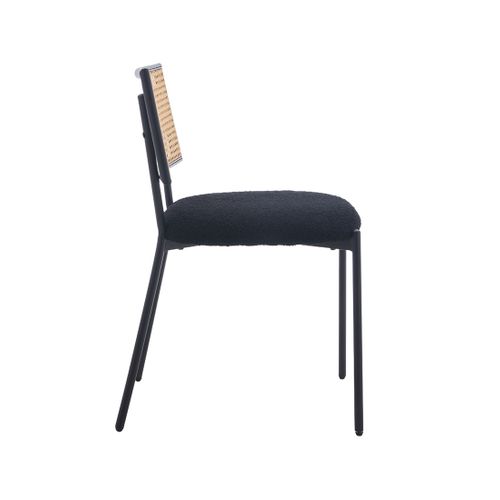 Luciano - Lot De 2 Chaises - En Tissu Bouclette Noir