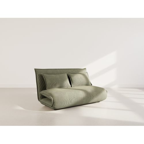 Canapé Droit Convertible 2 Places Candice En Velours Côtelé Vert