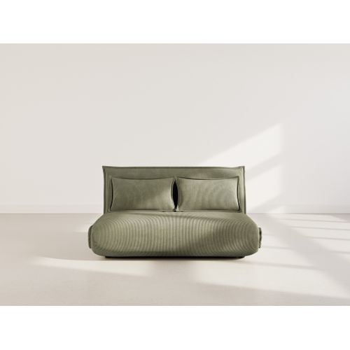 Canapé Droit Convertible 2 Places Candice En Velours Côtelé Vert