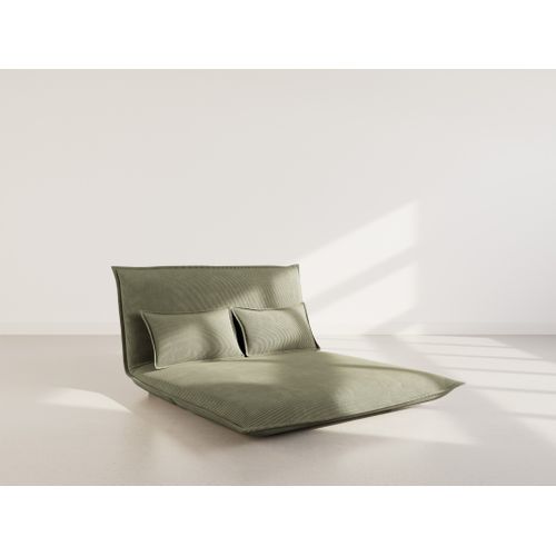 Canapé Droit Convertible 2 Places Candice En Velours Côtelé Vert