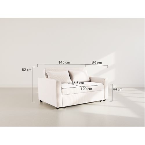 Ernest - Canapé Droit 2 Places Convertible En Velours Côtelé