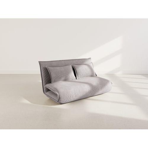 Canapé Droit Convertible 2 Places Candice En Velours Côtelé Gris Clair