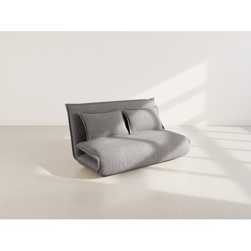 Canapé Droit Convertible 2 Places Candice En Velours Côtelé Gris Foncé