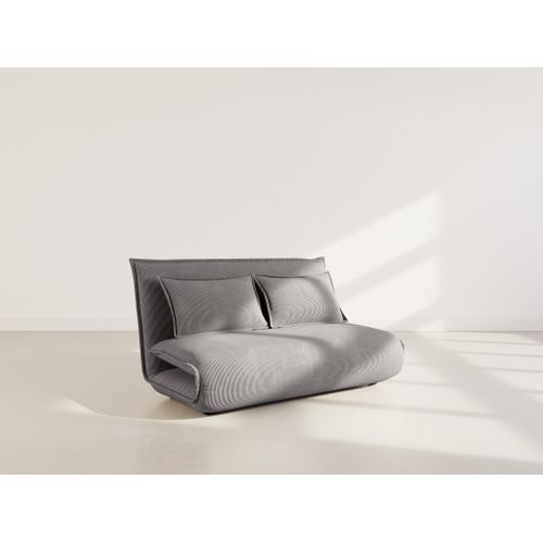 Canapé Droit Convertible 2 Places Candice En Velours Côtelé Gris Foncé