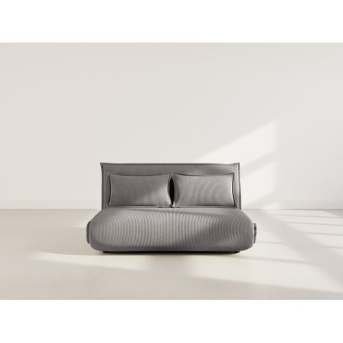 Canapé Droit Convertible 2 Places Candice En Velours Côtelé Gris Foncé