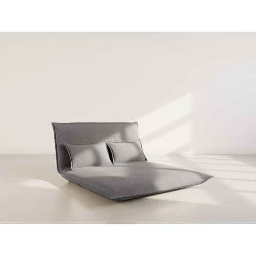 Canapé Droit Convertible 2 Places Candice En Velours Côtelé Gris Foncé