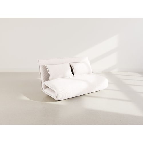 Canapé Droit Convertible 2 Places Candice En Velours Côtelé Beige