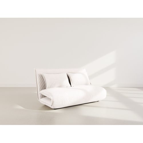 Canapé Droit Convertible 2 Places Candice En Velours Côtelé Beige