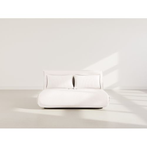 Canapé Droit Convertible 2 Places Candice En Velours Côtelé Beige