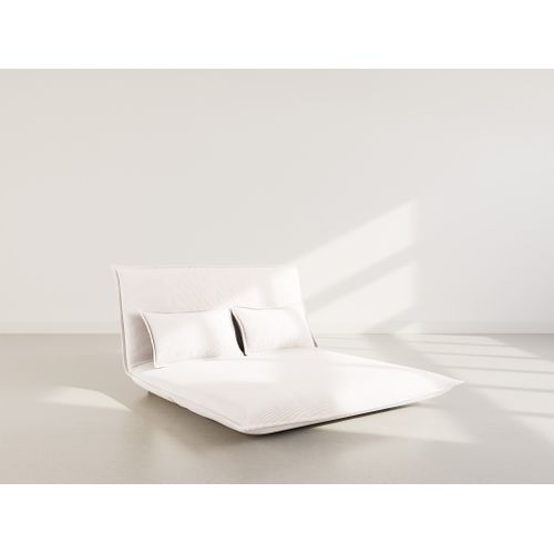 Canapé Droit Convertible 2 Places Candice En Velours Côtelé Beige