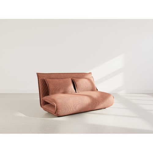 Canapé Droit Convertible 2 Places Candice En Velours Côtelé Terracotta