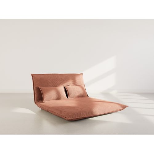 Canapé Droit Convertible 2 Places Candice En Velours Côtelé Terracotta