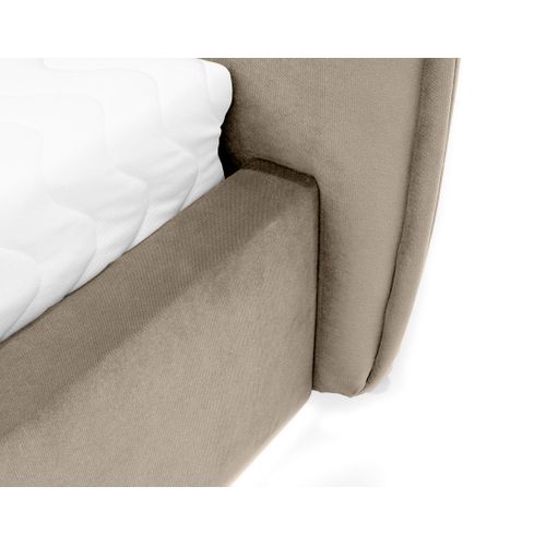 Emy - Lit Coffre - 160x200 Cm - En Velours - Sommier Inclus Taupe