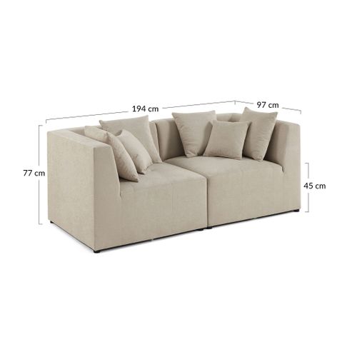 Amalfi - Canapé Modulable 2 Places - En Tissu Vert