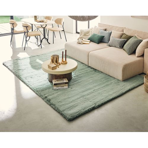 Joy - Tapis Rectangulaire - Fausse Fourrure - Vert Sauge -  80x150 Cm