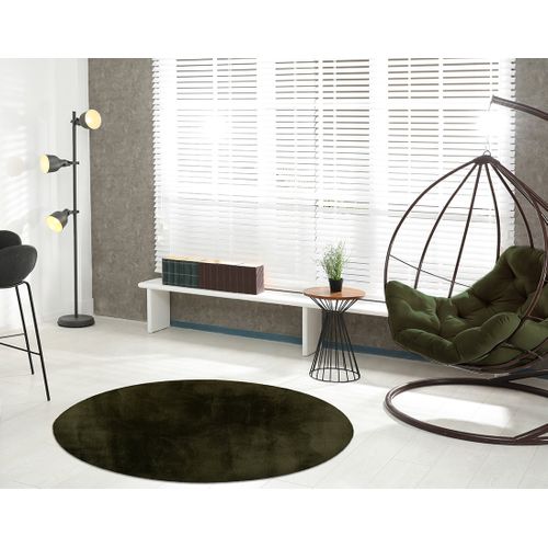 Joy - Tapis Rond - Fausse Fourrure - Vert -  120x120 Cm