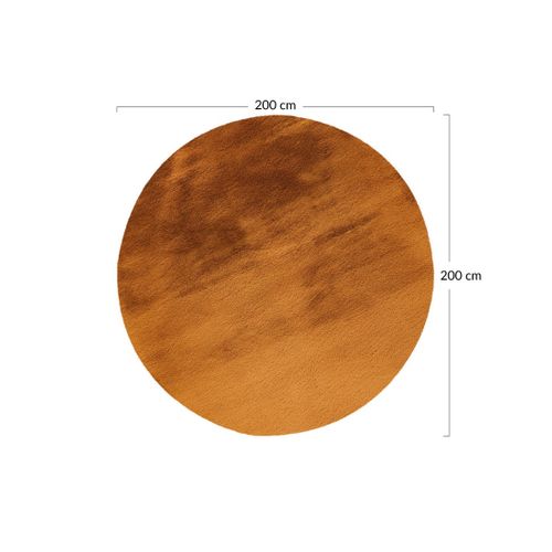 Joy - Tapis Rond - Fausse Fourrure - Orange -  200x200 Cm