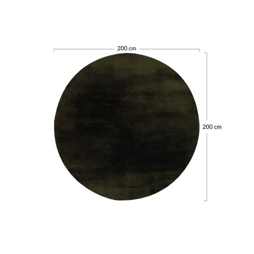 Joy - Tapis Rond - Fausse Fourrure - Vert -  200x200 Cm