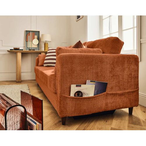 Canapé Droit Convertible 3 Places Anna En Velours Texturé Rouille