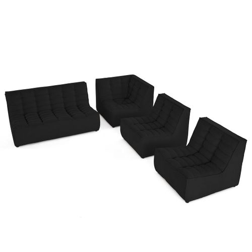 Ellie - Canapé Modulable D'angle Réversible 5 Places En Velours Texturé