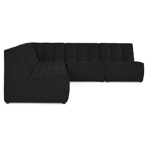 Ellie - Canapé Modulable D'angle Réversible 5 Places En Velours Texturé